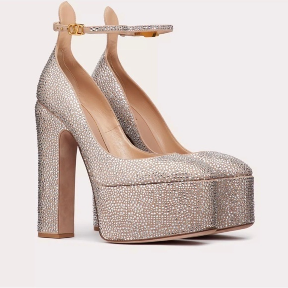 VALENTINO GARAVANI TAN-GO PUMP WITH CRYSTALS 155MM